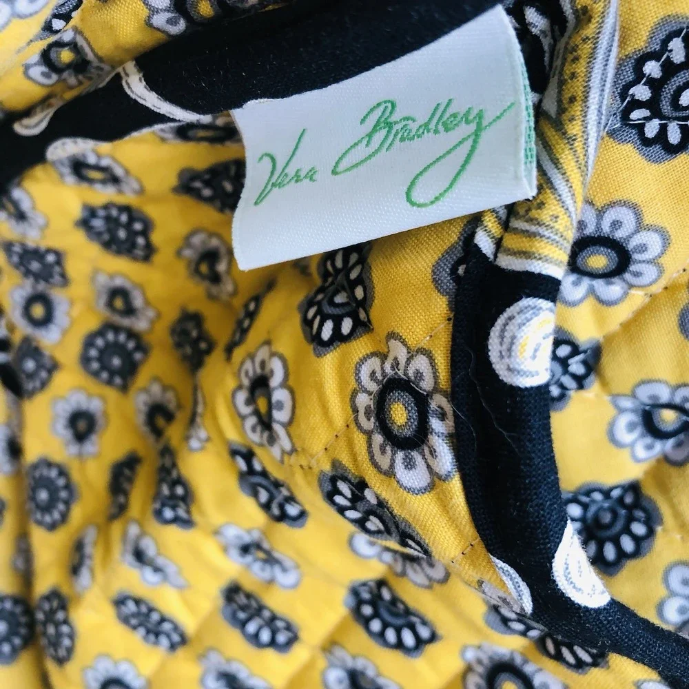 Vera Bradley Messenger Laptop Computer Bag Purse Tote Retired Black Yellow Bird